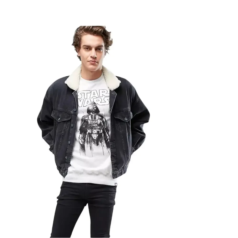 Pull&Bear Star Wars Graphic Sweatshirt XL Gray Oversized Crewneck Disney Logo